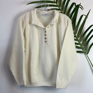 Vintage Jessica Off White Knit ButtonUp Pullover